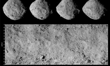 A container holding rocks and dust from asteroid Bennu.