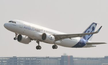 A Airbus A320neo takes off for its first test flight in September 2014.