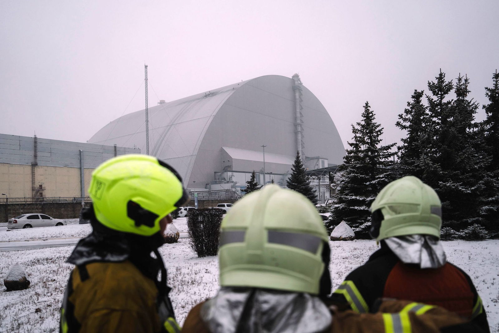<i>Artem Derkachov/Frontliner/Getty Images via CNN Newsource</i><br/>Fragments of a drone that struck the New Safe Confinement in the Chernobyl Exclusion Zone following the February 14