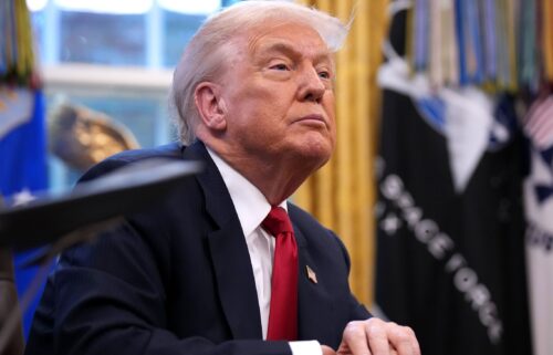 President Donald Trump delivers remarks in the Oval Office of the White House on November 21