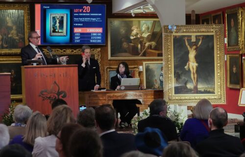 A view of the auction house as the painting went under the hammer on Sunday
