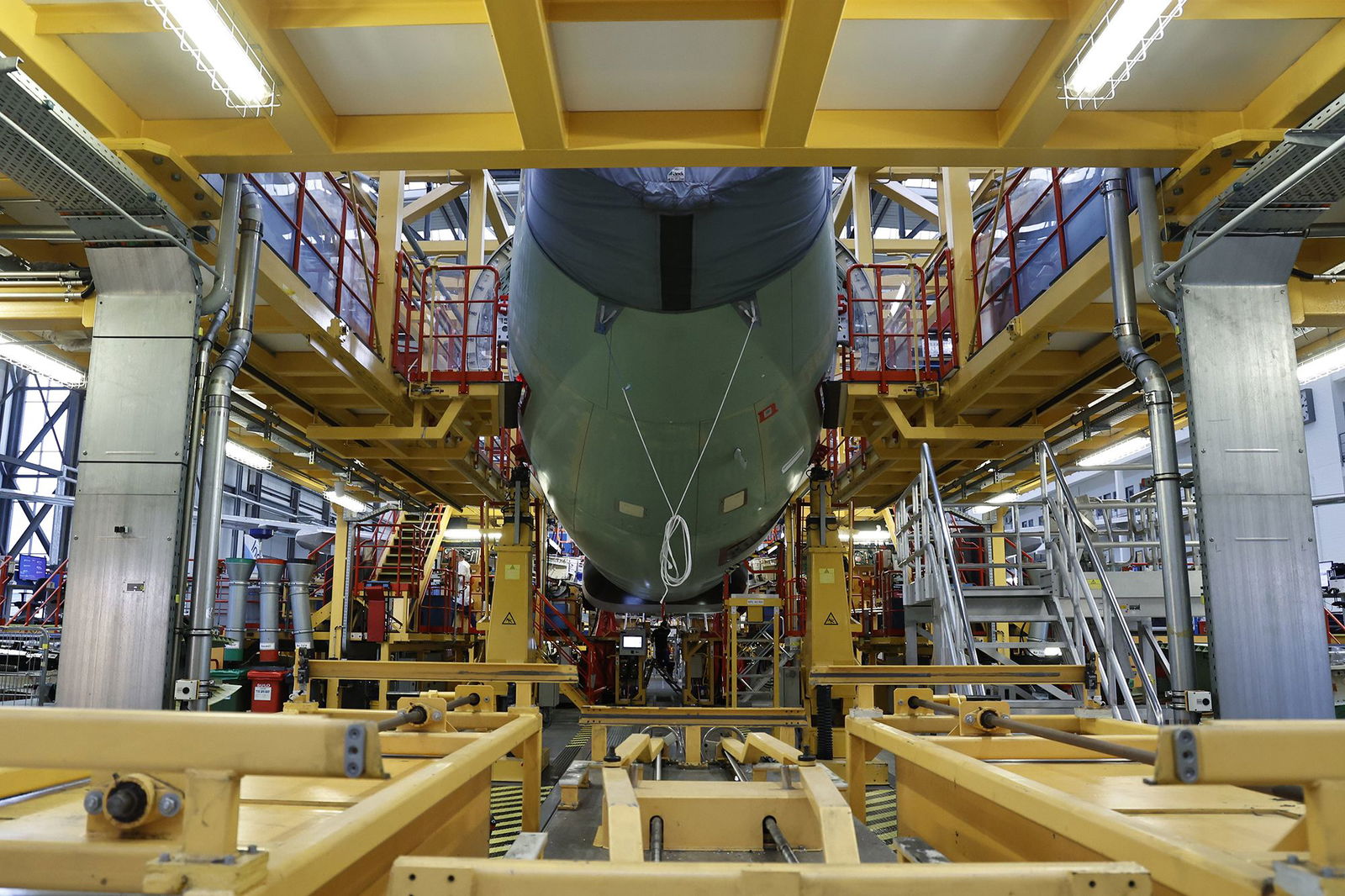 <i>Morris MacMatzen/Getty Images/FILE via CNN Newsource</i><br/>The A320 passenger plane assembly line at the Airbus factory in Hamburg