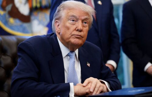 President Donald Trump in the Oval Office of the White House on November 17