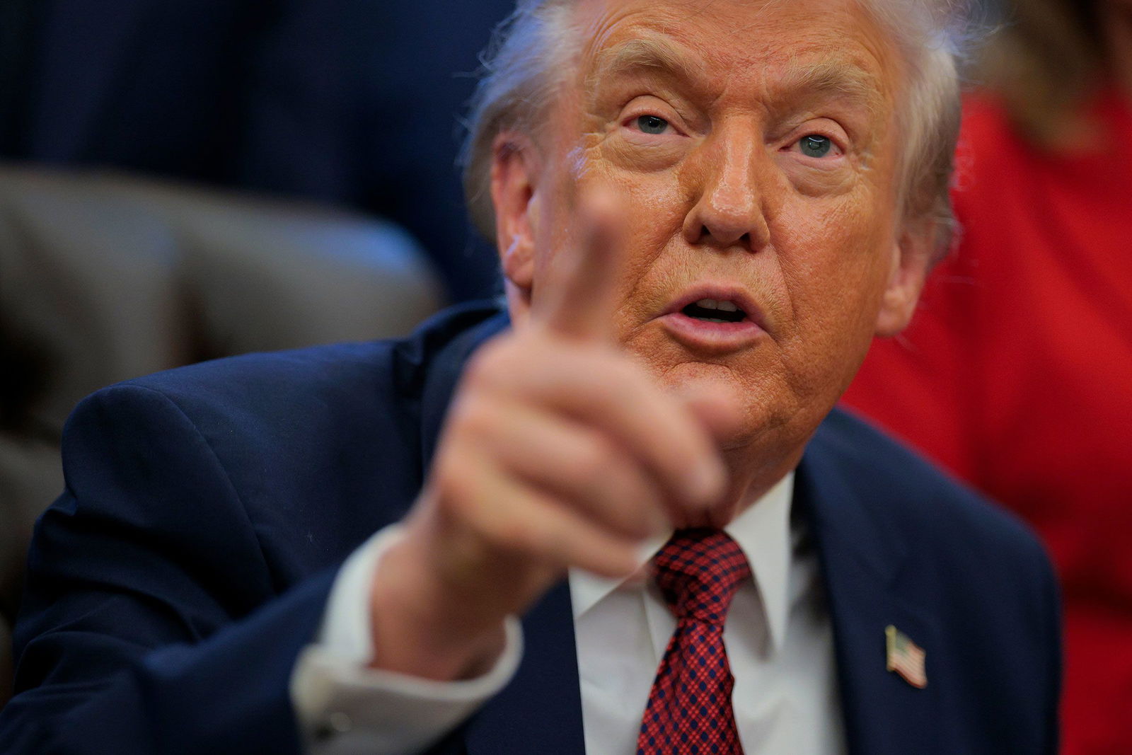 <i>Chip Somodevilla/Getty Images via CNN Newsource</i><br/>President Donald Trump takes questions from the press in the Oval Office on Wednesday.