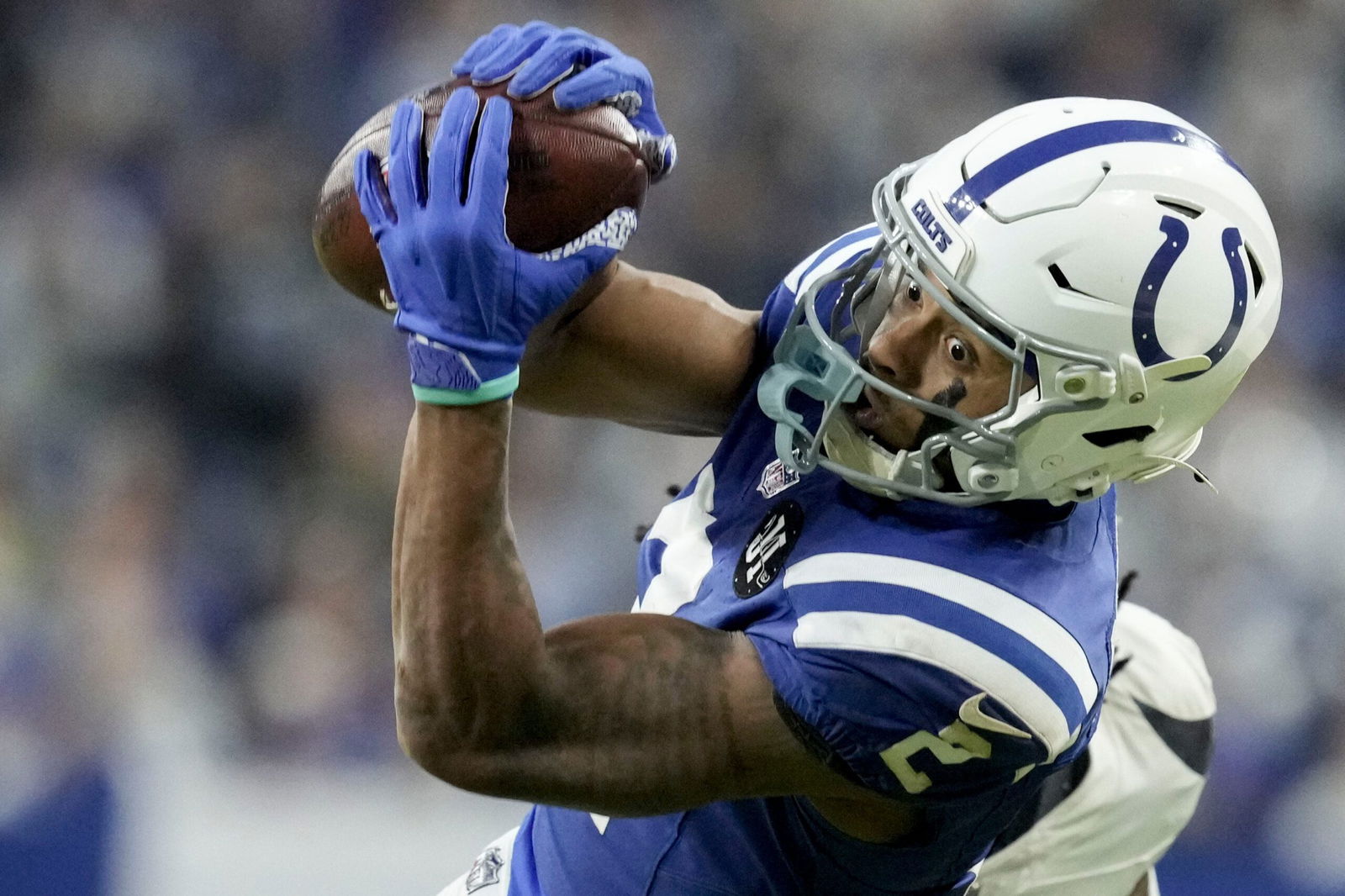 <i>Nic Antaya/Getty Images via CNN Newsource</i><br/>Green Bay Packers wideout Dontayvion Wicks dives for a touchdown against the Detroit Lions at Ford Field on November 27.